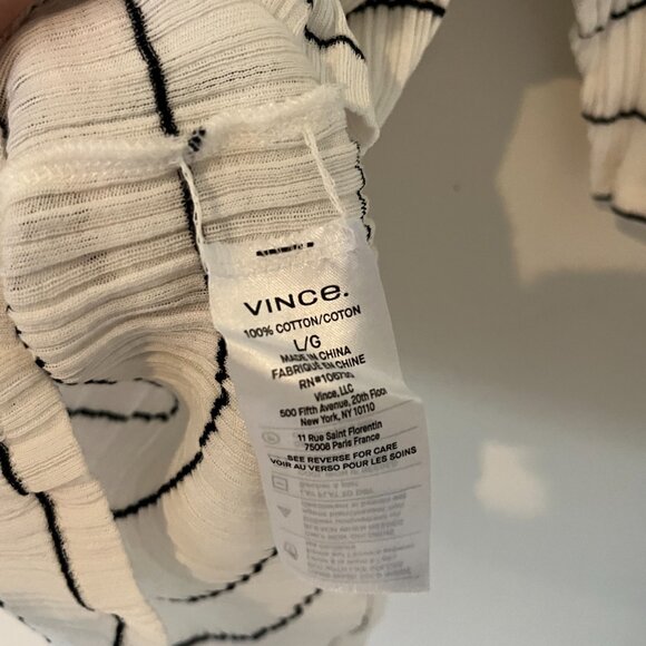 Vince Striped Rib Square Neck Top White Navy Size Large - Picture 4 of 6